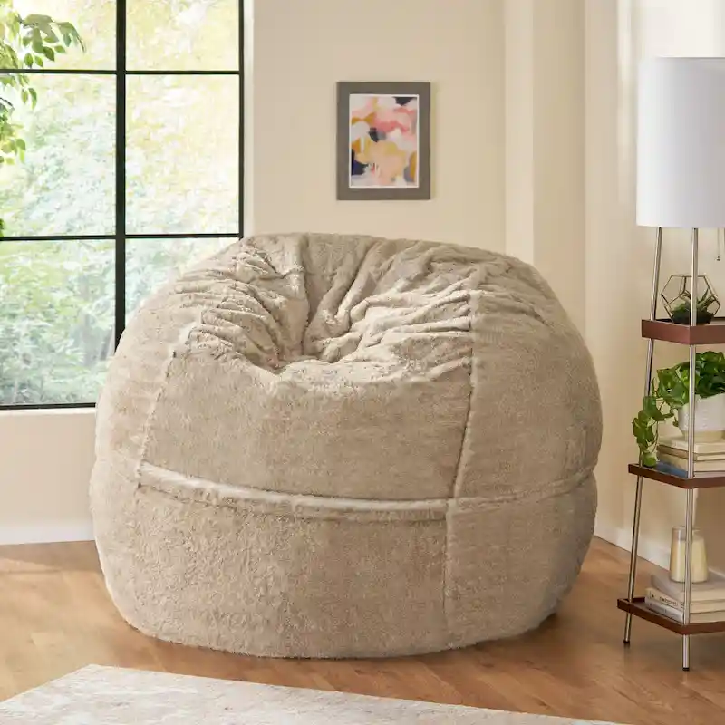 Greyrock Modern Glam Faux Fur Winter Bean Bag by Christopher Knight Home
