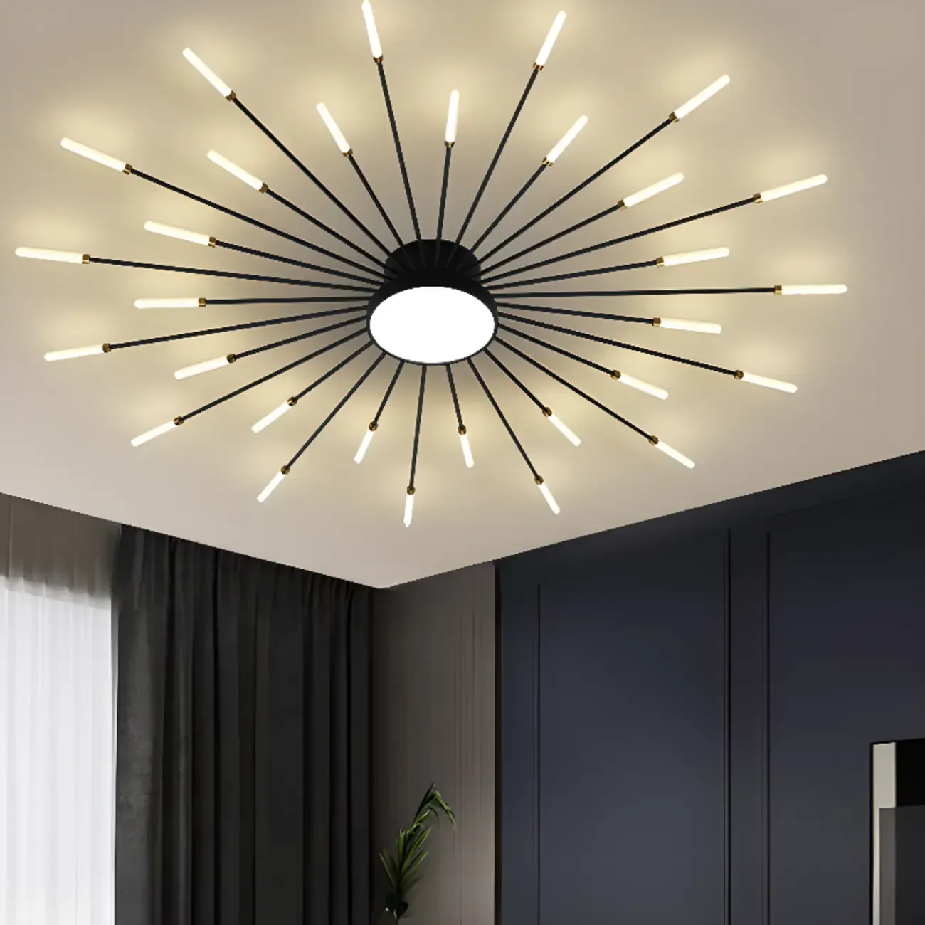 Modern Gold Metal Sputnik Semi Flush Ceiling Light