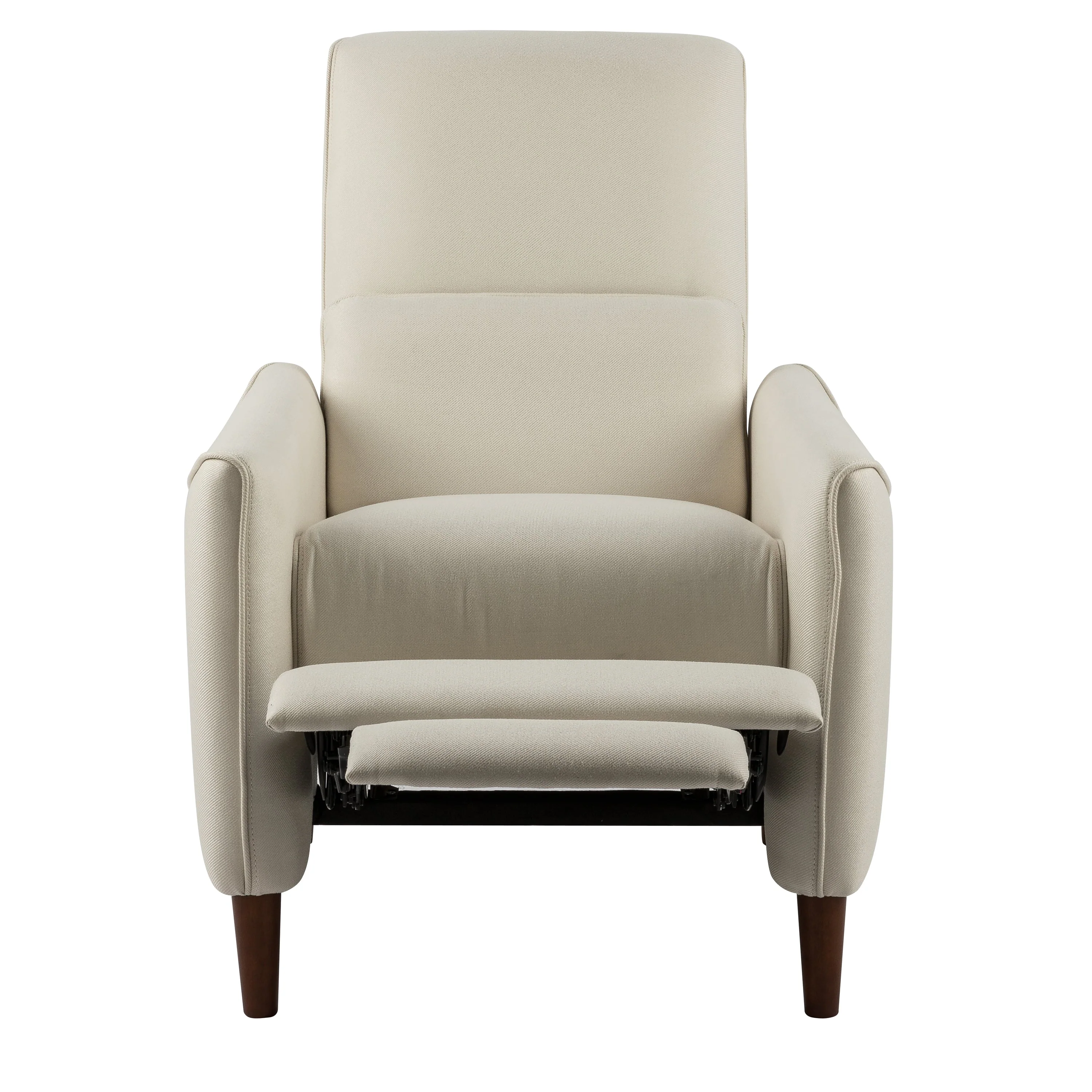 Comfy Upholstered Recliner Chair ¨C Small Push Armchair with Footrest & Rubber Wood Legs