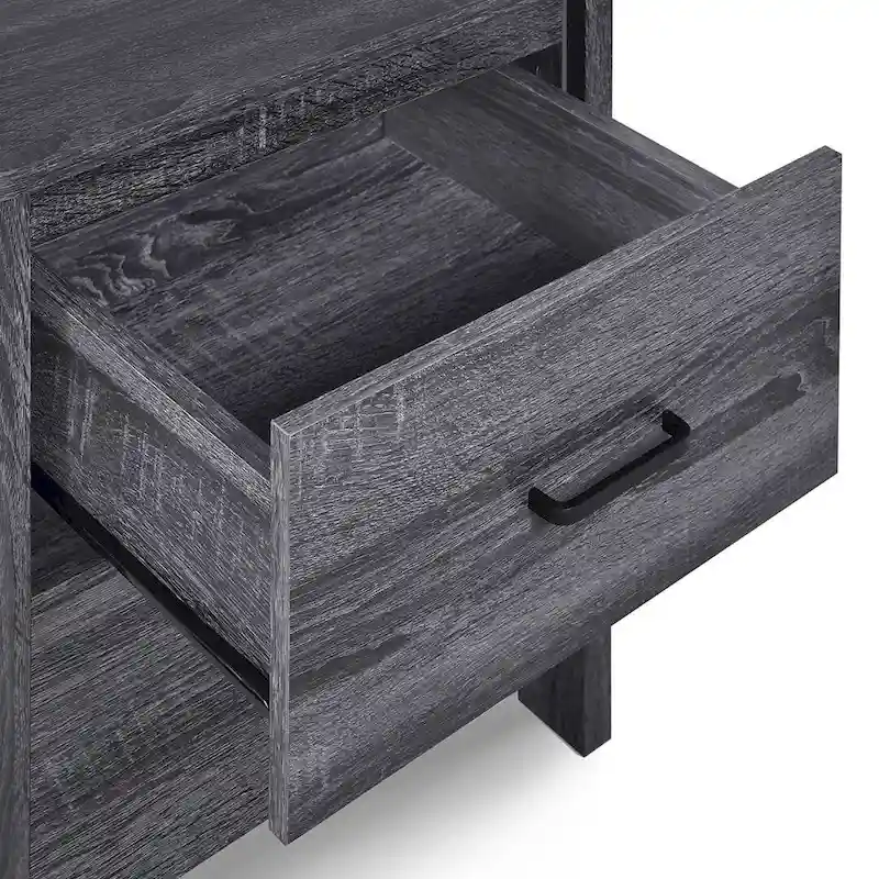 Modern Nightstand with 2 Drawers and Metal Handles