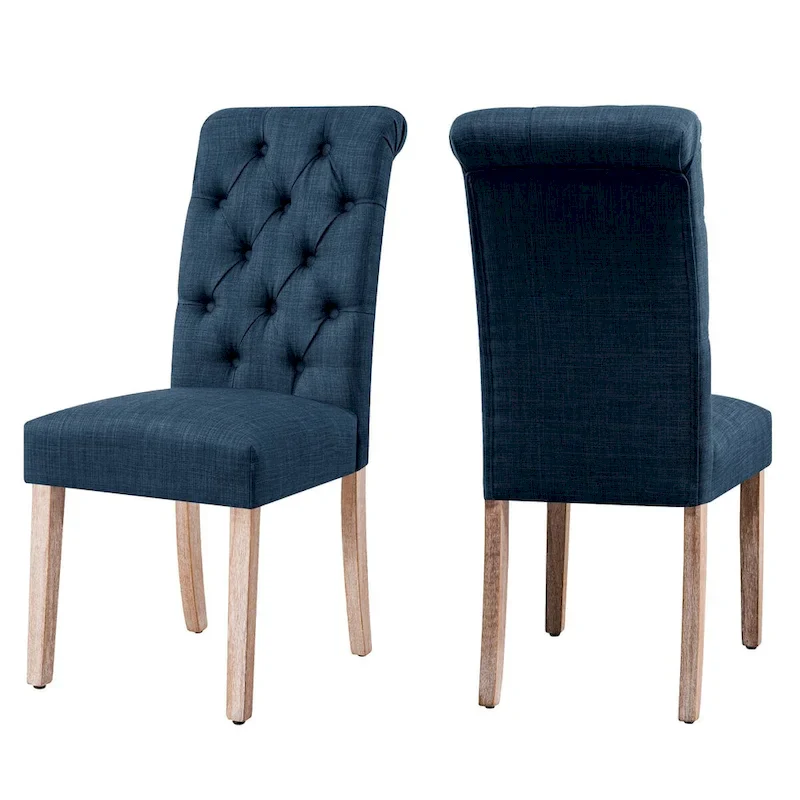 Linen Parsons Modern Button Dining Chair (Set of 2)