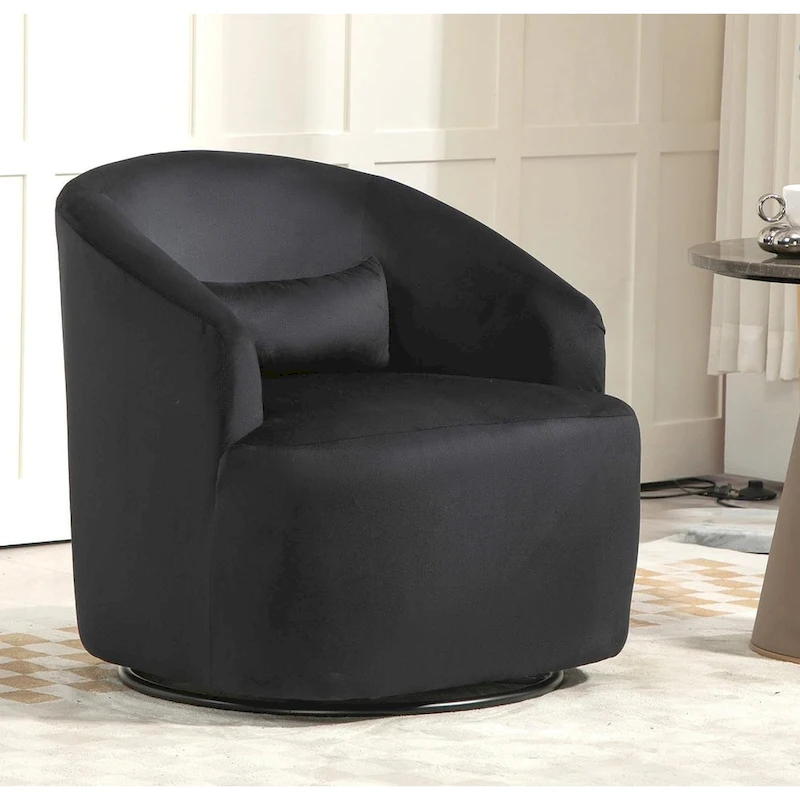 Accent Chair with Barrel-shaped Design and 360 Degree Swivel Feature