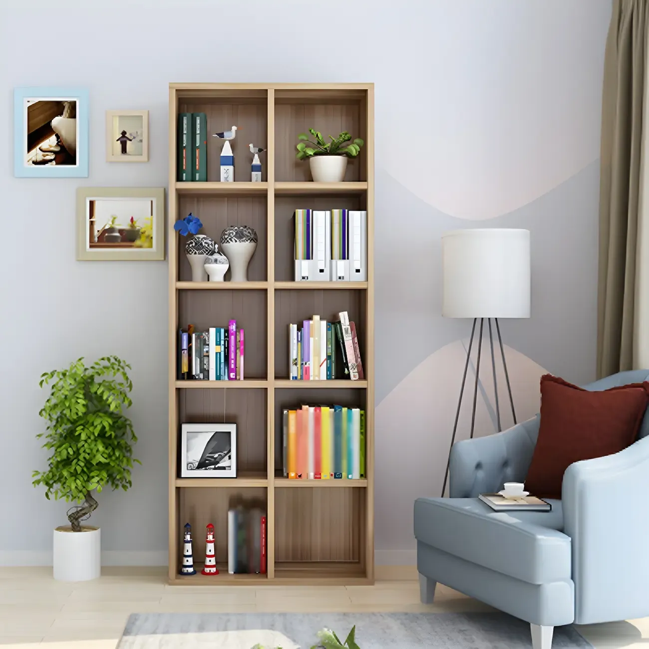 Scandinavian 3-Tier Black Cube Wood Bookcase