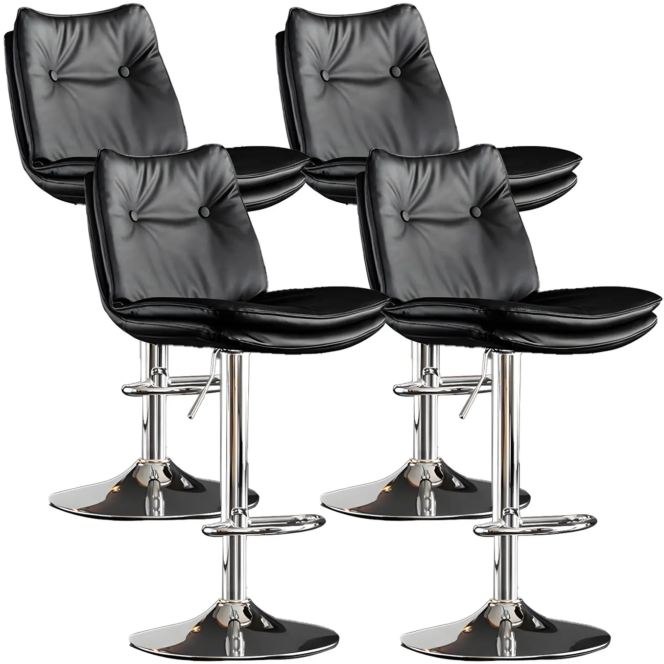 Modern Adjustable Leather Swivel Bar Stools