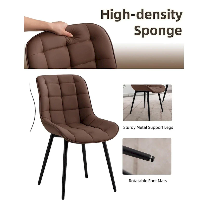 XINMICS Modern Upholstered Faux Leather Dining Chairs Set of 2