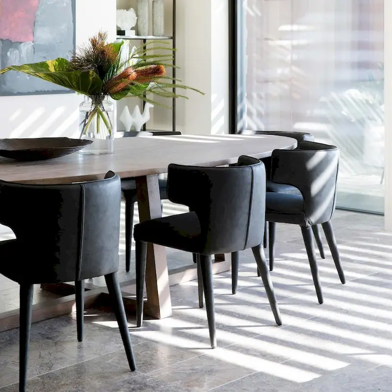 Extended Wingback Modern Leather Dining Chair