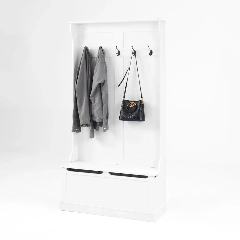 Entryway Bench with Coat Rack and Shoe Storage