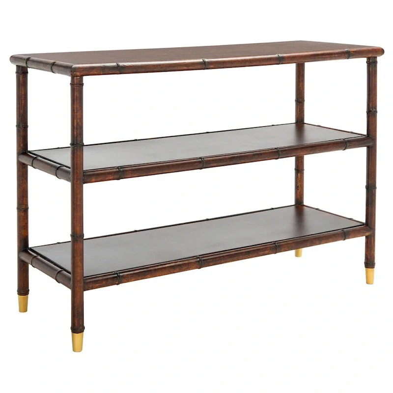 SAFAVIEH Francina Dark Brown/ Gold 2-Shelf Console Table - 42  W x 15.8  L x 29  H - 42Wx16Dx29H