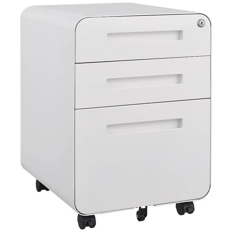 3-Drawer Mobile File Cabinet with 5 Wheel and Lock