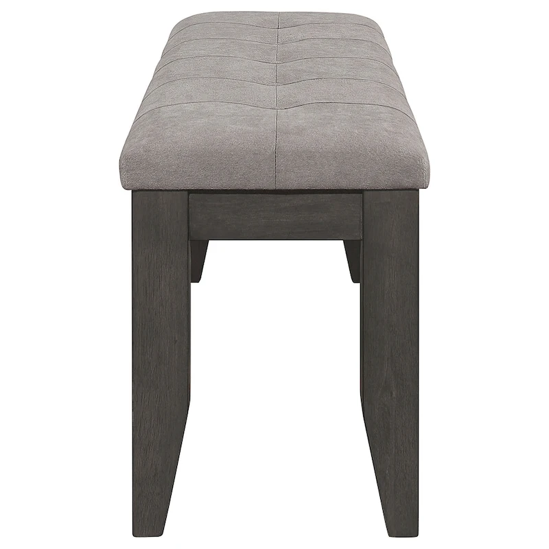 Trendy Wood and Grey Tufted Upholstered Dining Bench