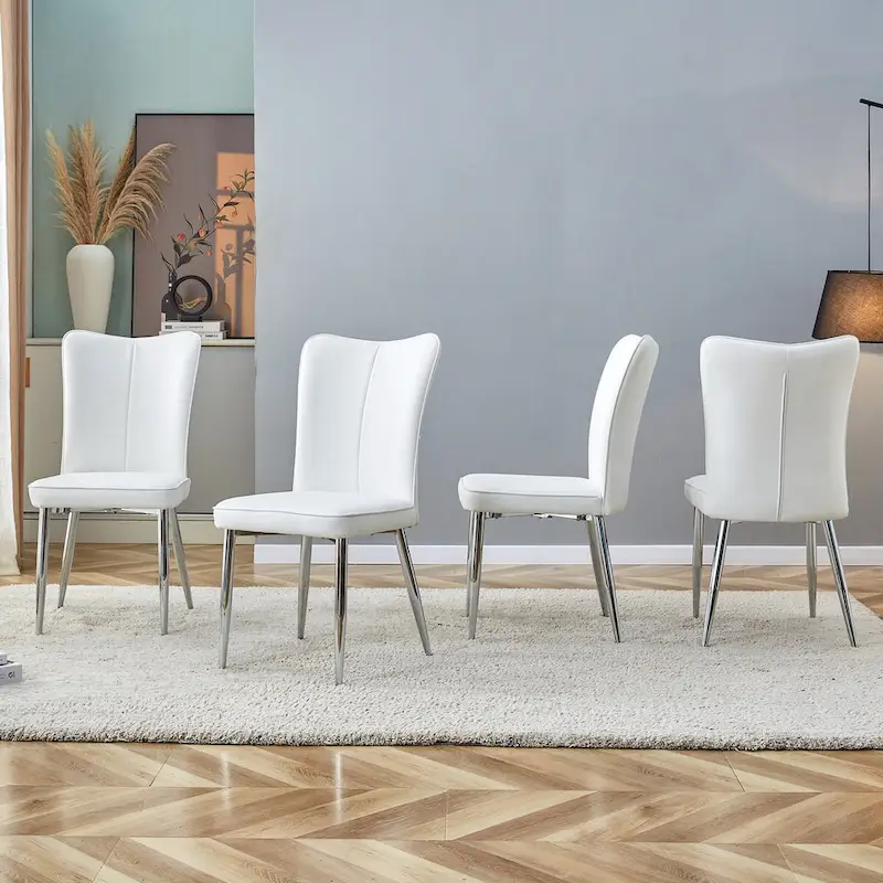 Modern Dining Chairs Set of 4 PU Leather Kitchen Upholstered Chairs