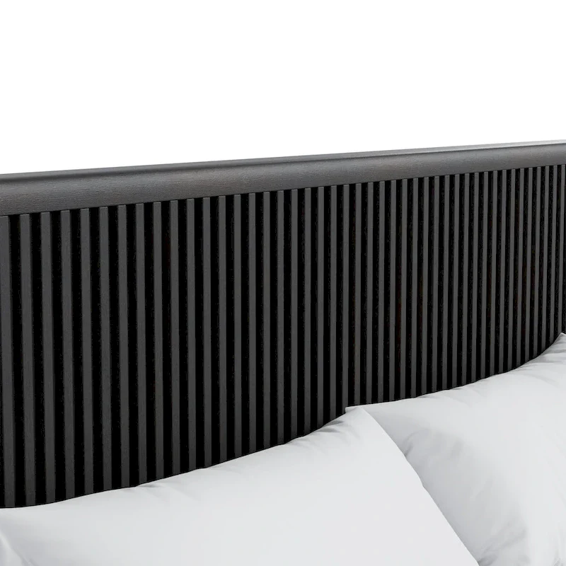 Furniture of America Caelan I Modern Black Solid Wood Fluted Panel Bed