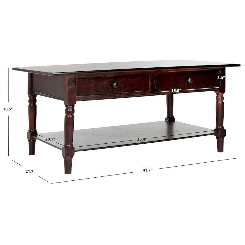 SAFAVIEH Bama Grey 2-Drawer Coffee Table - 41.7 W x 21.7 D x 18.5 H - 42Wx22Dx19H