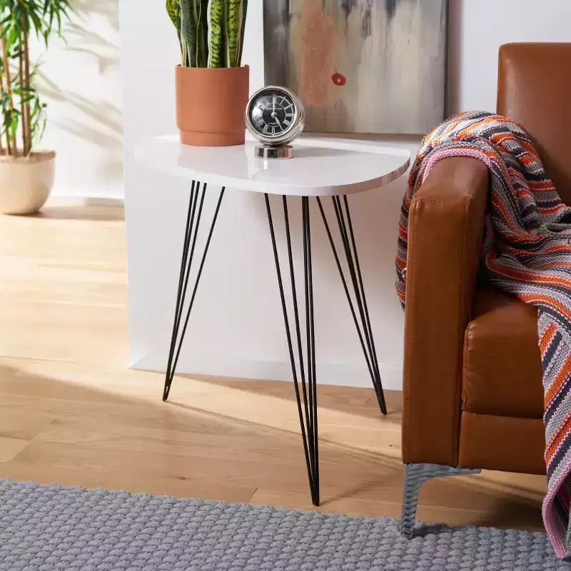 Wynton End Table - FOX4214B - White/Black - Safavieh Couture