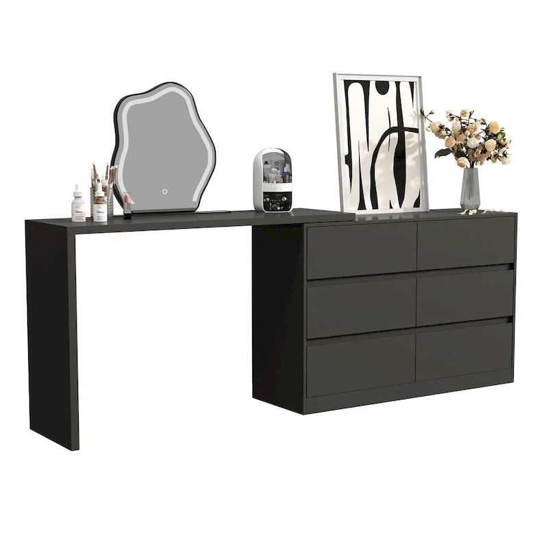 Rotating Makeup Vanity Desk with 6 Drawers