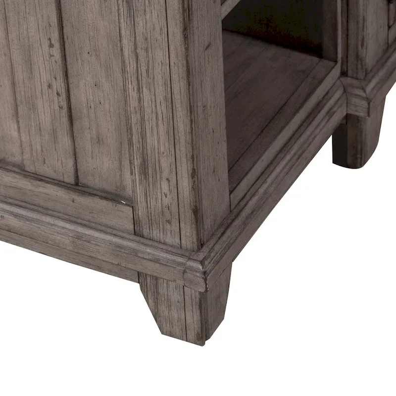 White & Grey Distressed Pine Breakfront Server – 1 Piece