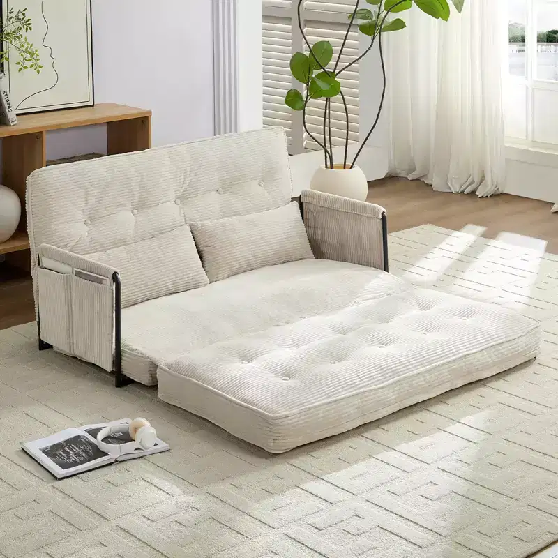 Muti-Functional Folding Loveseat Sofa Bed Floor Sofa Bed,Lazy Sofa with Pillows,6 Position Adjustable Backrest