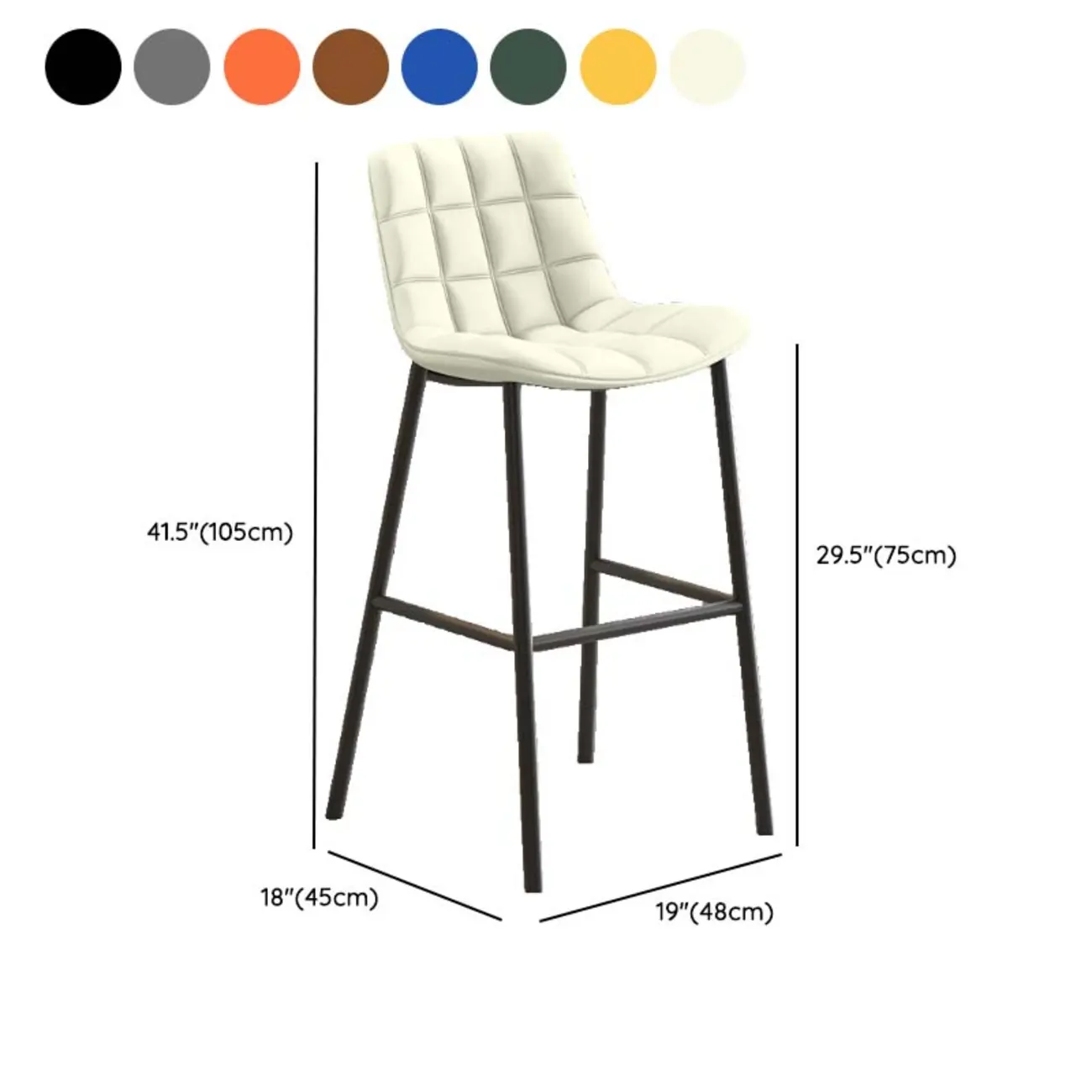 Concave Modern Low Back Leather Counter Bar Stools