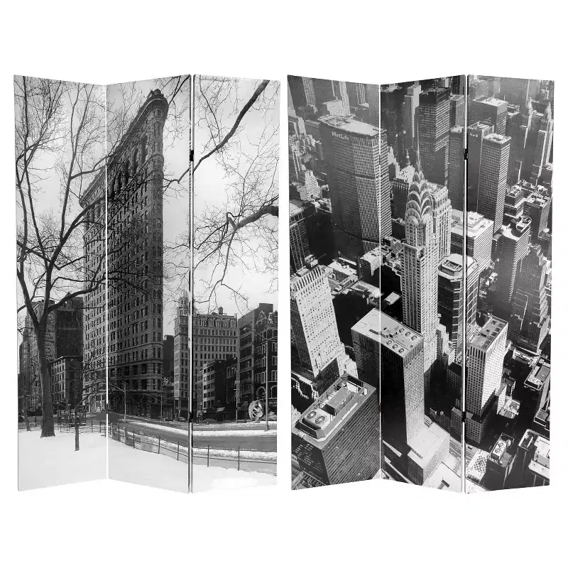 New York City Double Sided Room Divider - Oriental Furniture