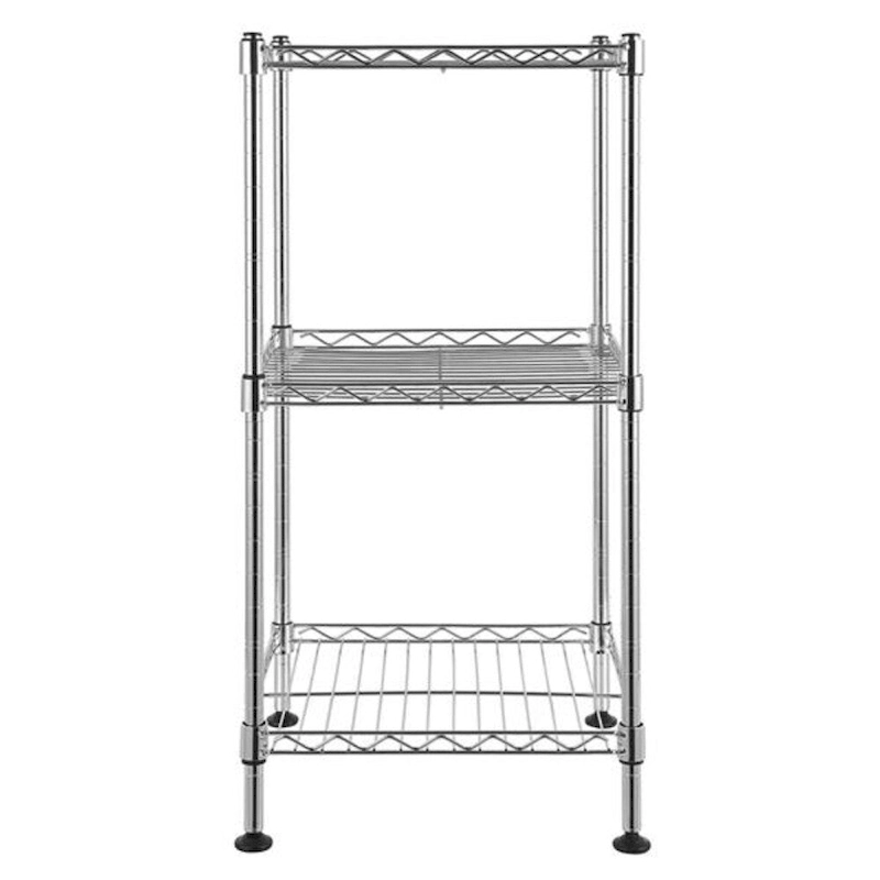 3-Tier Steel Wire Shelving Tower Kitchen Storage Shelf, Silver - 11.81  x 11.81  x 23.62