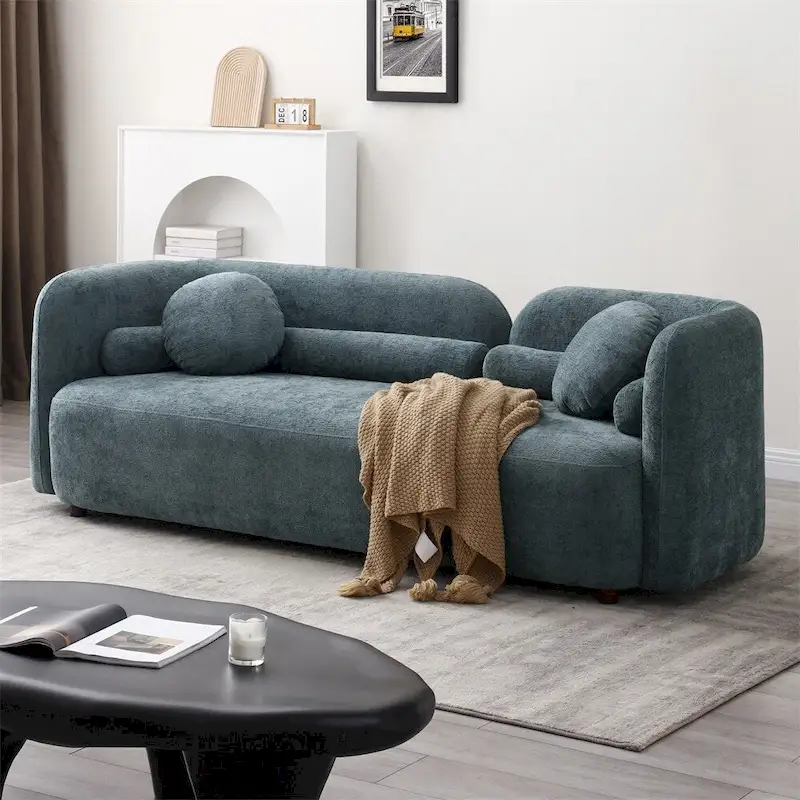 Modern 3 Seater Velvet Upholstered Comfy Couch with Legs