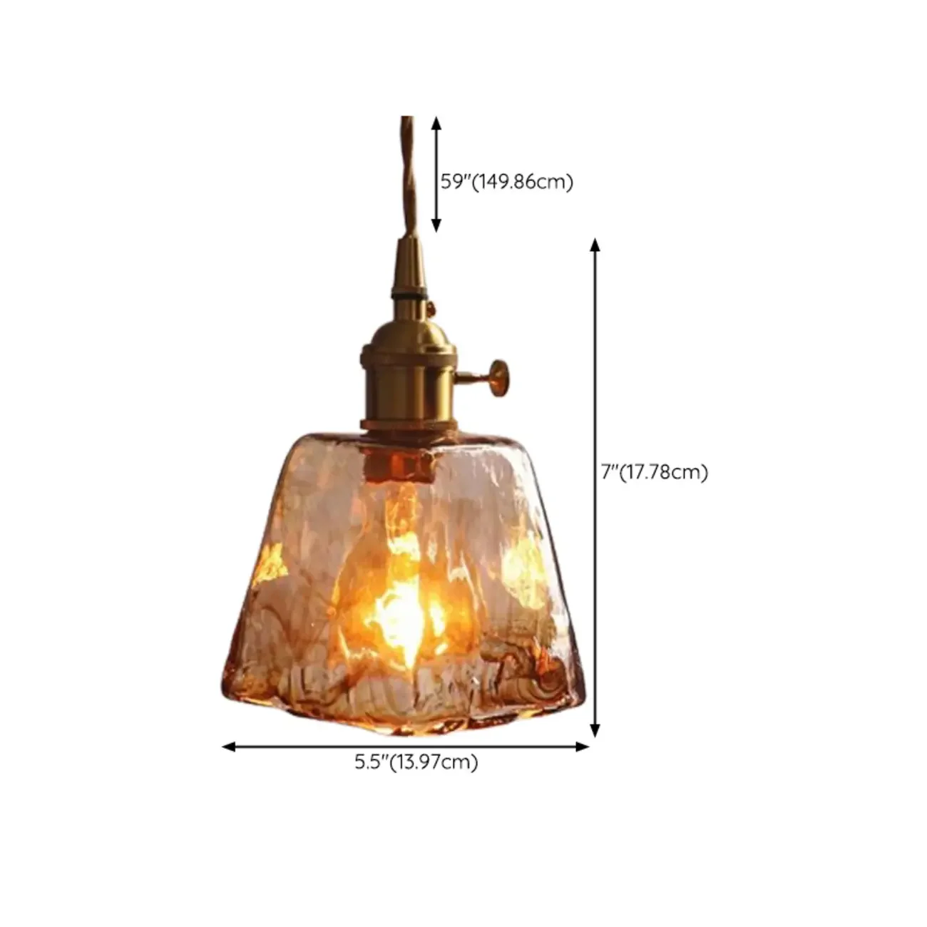 Modern Amber Glass Golden Kitchen Pendant Lighting
