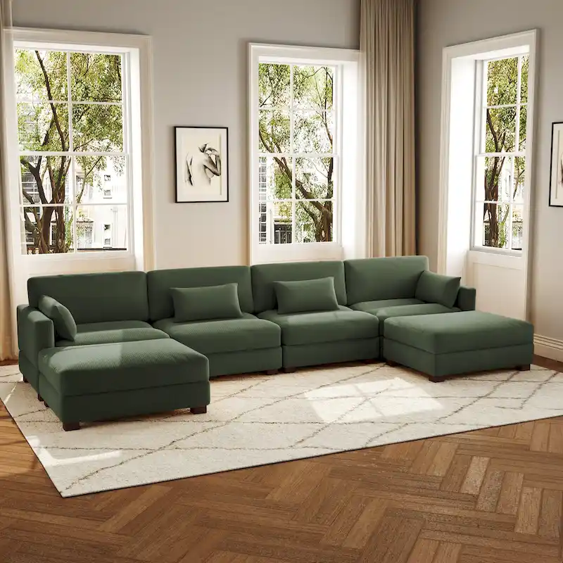 U Shaped Couch Sectional Sofa with Ottoman