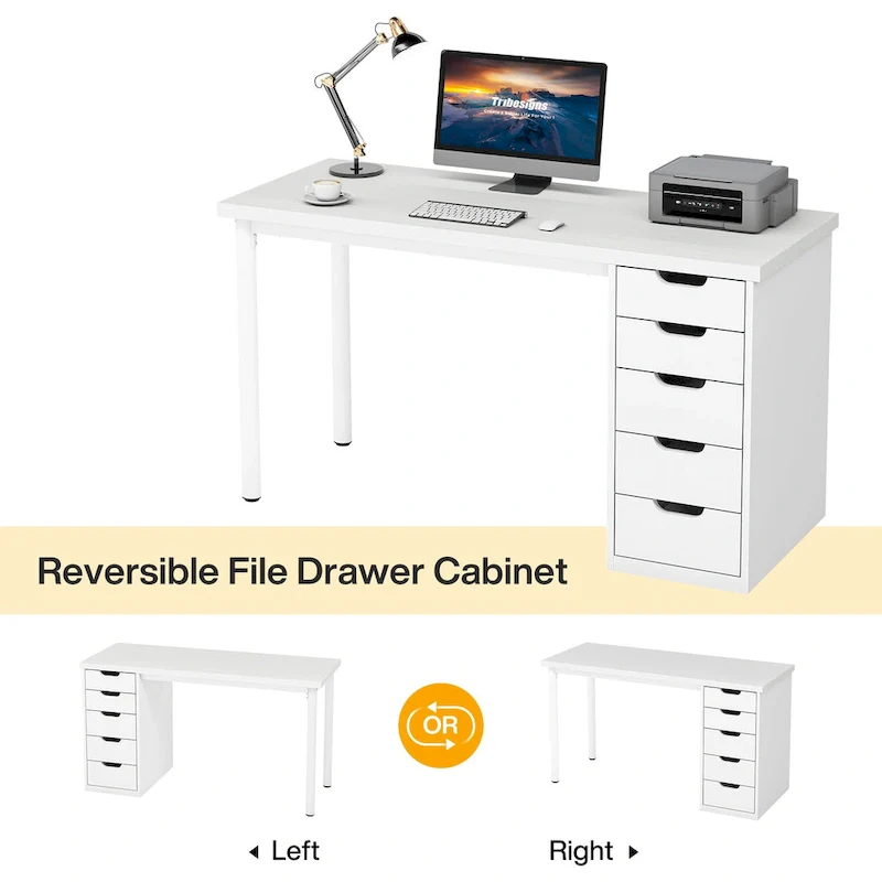 Modern Computer Desk Study Writing Table with 5 Drawers