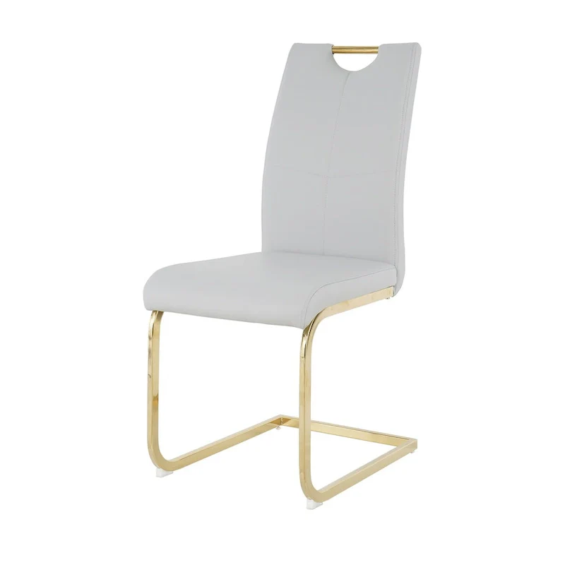 Modern Faux Leather Padded Seat Dining Chairs with gold Metal Legs,Set of 2