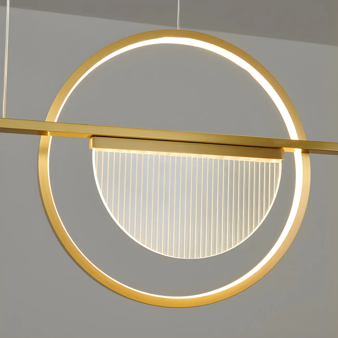 Modern Brass Semicircle Island Pendant Light