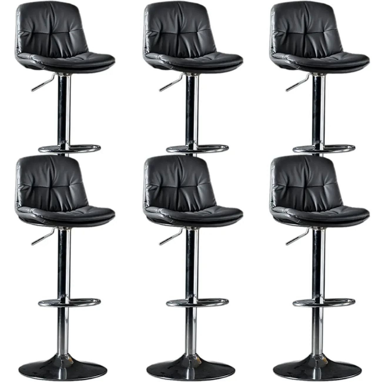 Adjustable Leather Low Back Swivel Bar Stool