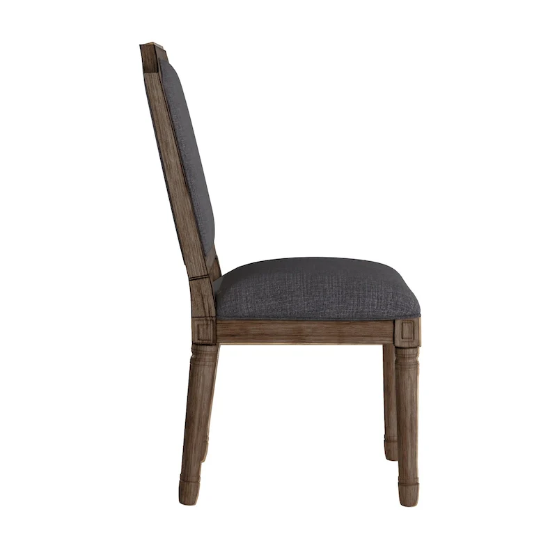 Arched-Back Linen and Solid Wood Dining Chairs (Set of 2)