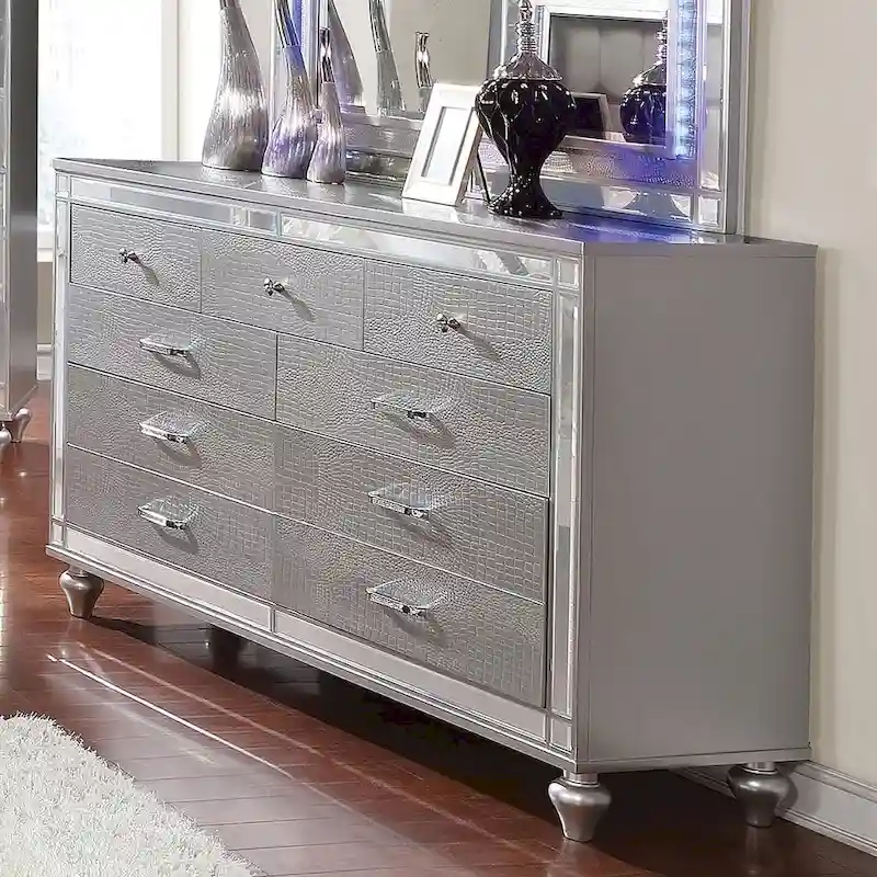 Derc Modern 62-inch Wide Solid Wood 9-Drawer Dresser by Furniture of America