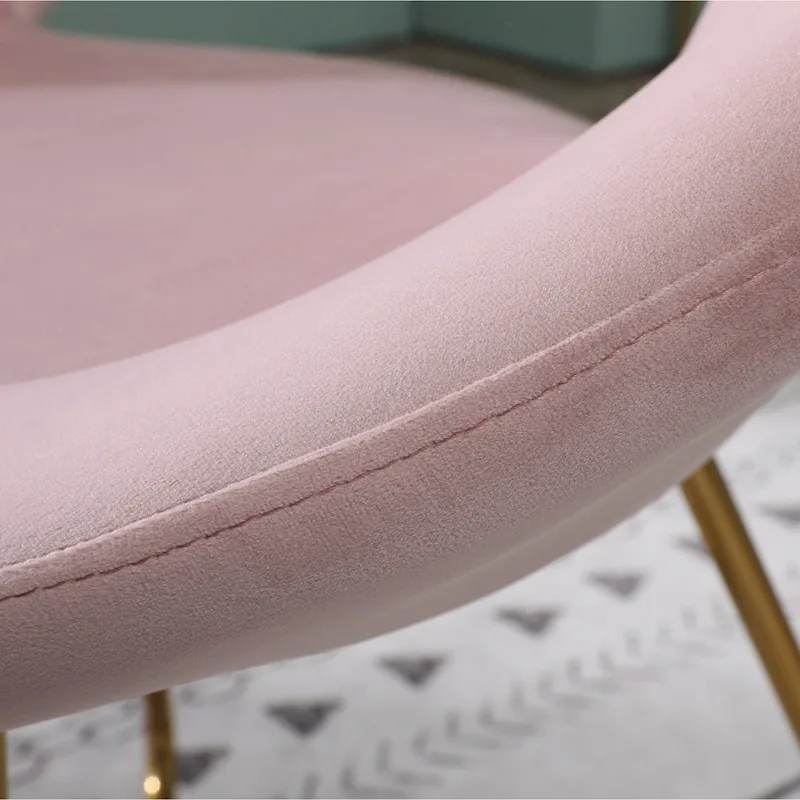 Pink Modern 28 Polyester Upholstered Accent Chair with Gold Tone Finished Base and Metal Sled Legs