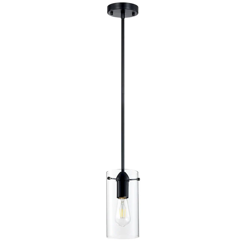 CO-Z Farmhouse Clear Glass Pendant Ceiling Light Fixture - Black