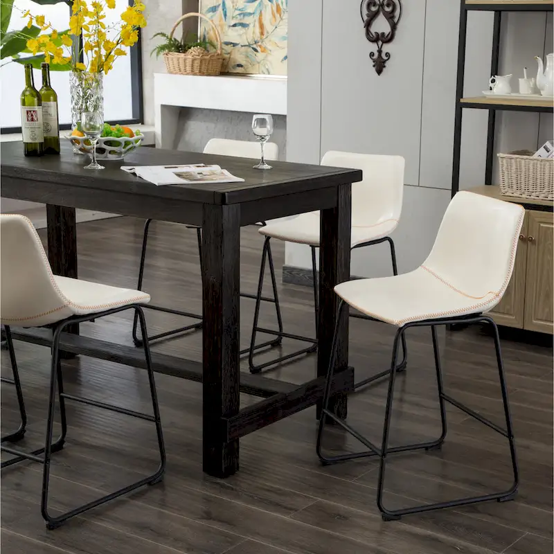 Roundhill Furniture Lotusville 7-pc. Counter-height Black Wood Dining Set