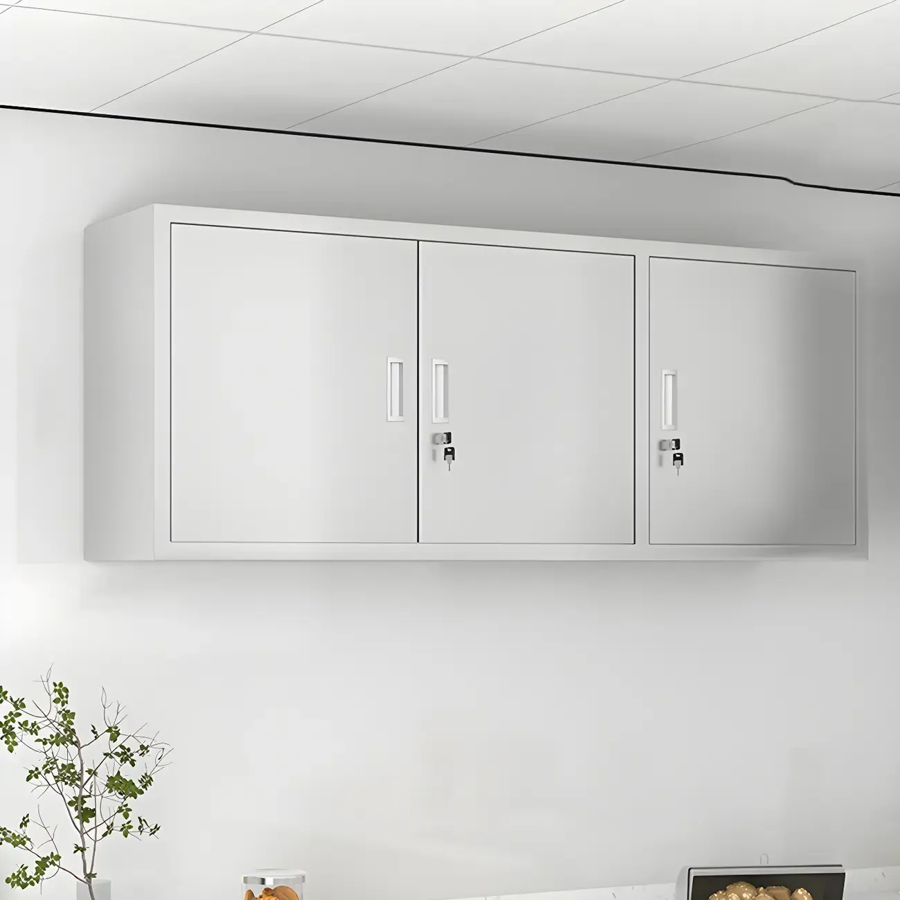 Elegant Stainless Steel Wall-Mounted Display Cabinet