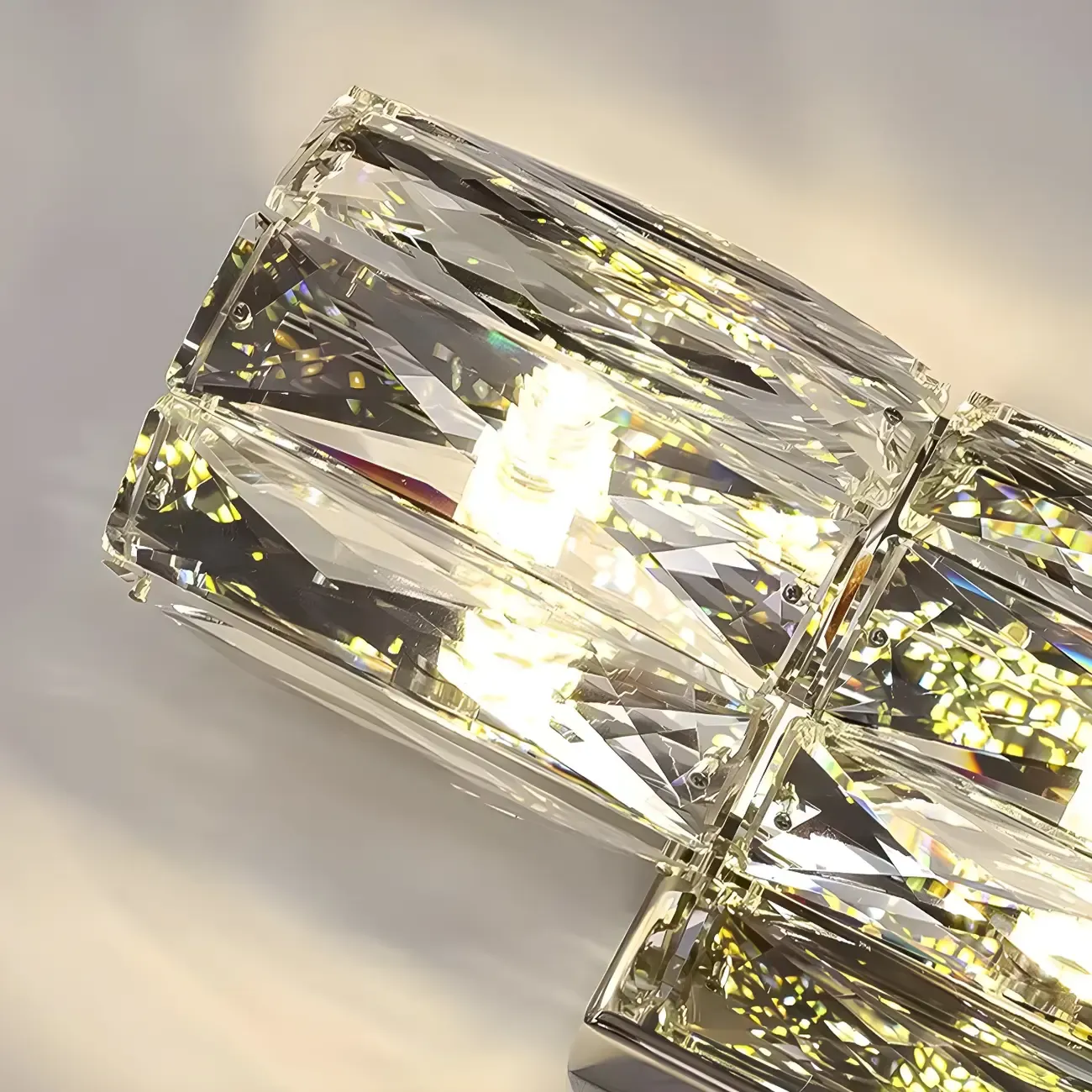 Luxury Geometric Crystal Gold Vanity Light