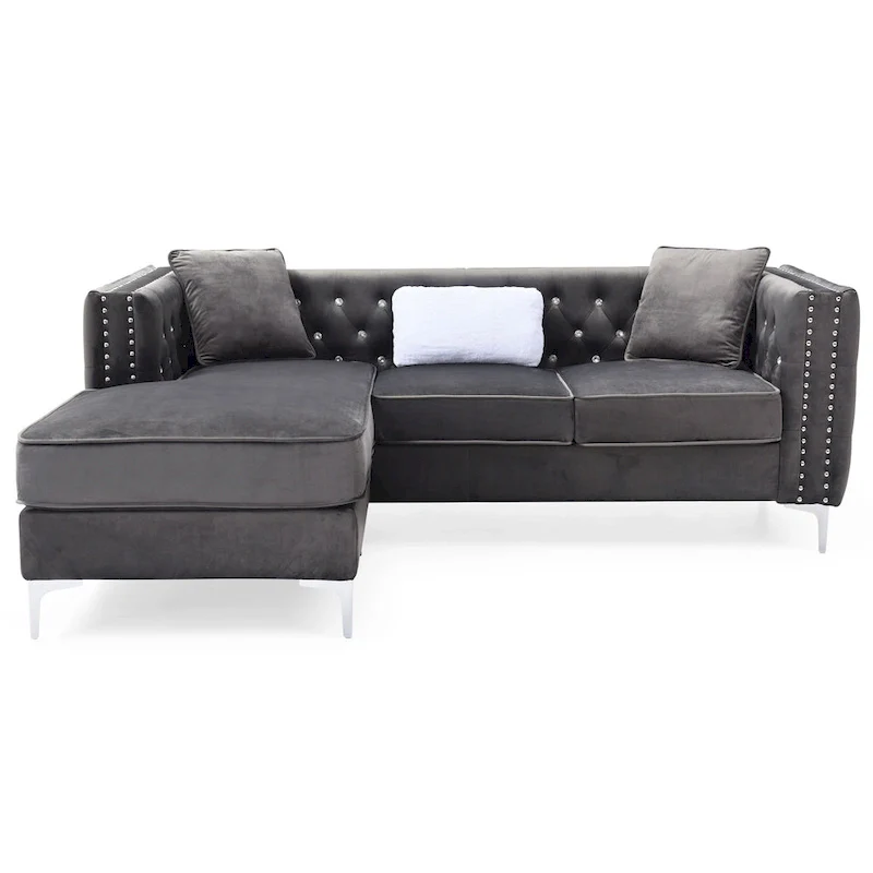 Paige Velvet Tufted Sofa with Chaise