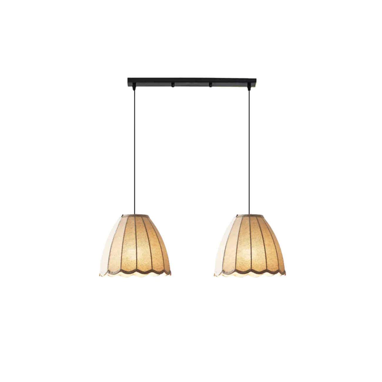 Beige Bell Shaped Fabric Pendant Light Hanging Fixture