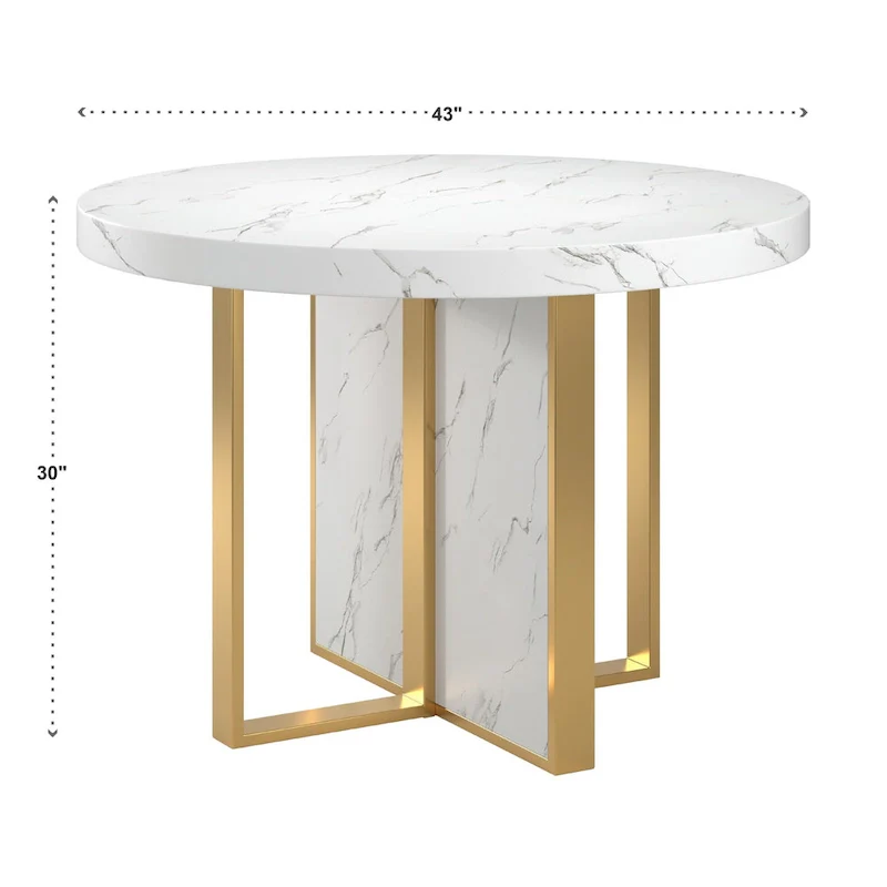Saki 43 Wide Faux Marble Round Dining Table Set by iNSPIRE Q Modern
