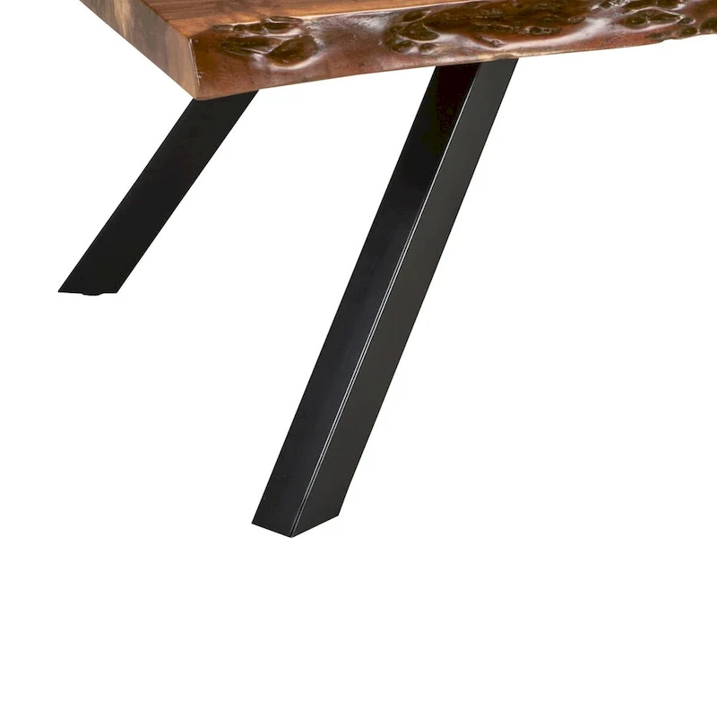 Isla 54 Inch Coffee Table, Acacia Wood Surface, Live Edge, Rich Brown