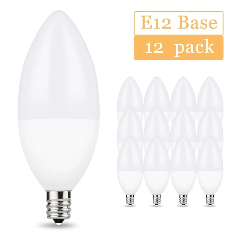 YUNSUN 6-Pack 6W LED Light Bulb, 60W Equivalent, B10/E12 Base, 5000K Daylight, 550 Lumens, Household Bulb, Energy-Saving