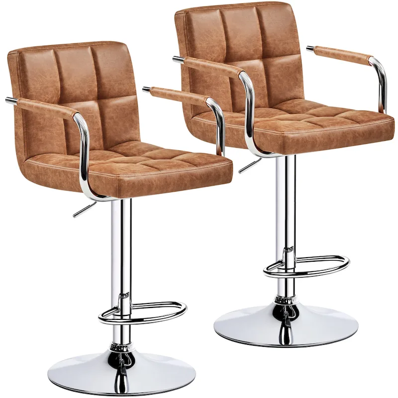 Bar Stools with 360° Swivel and Adjustable Height – Set of 2, Modern Kitchen Seating