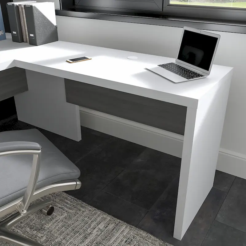 42W Desk Return Bridge | Pure White / Modern Gray / Charcoal Maple | L/U-Shape | 1-Person