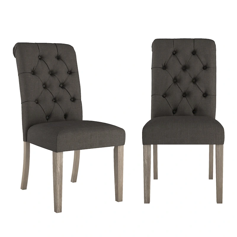 Krakova Tufted Rolled Back Parsons Chairs (Set of 2)