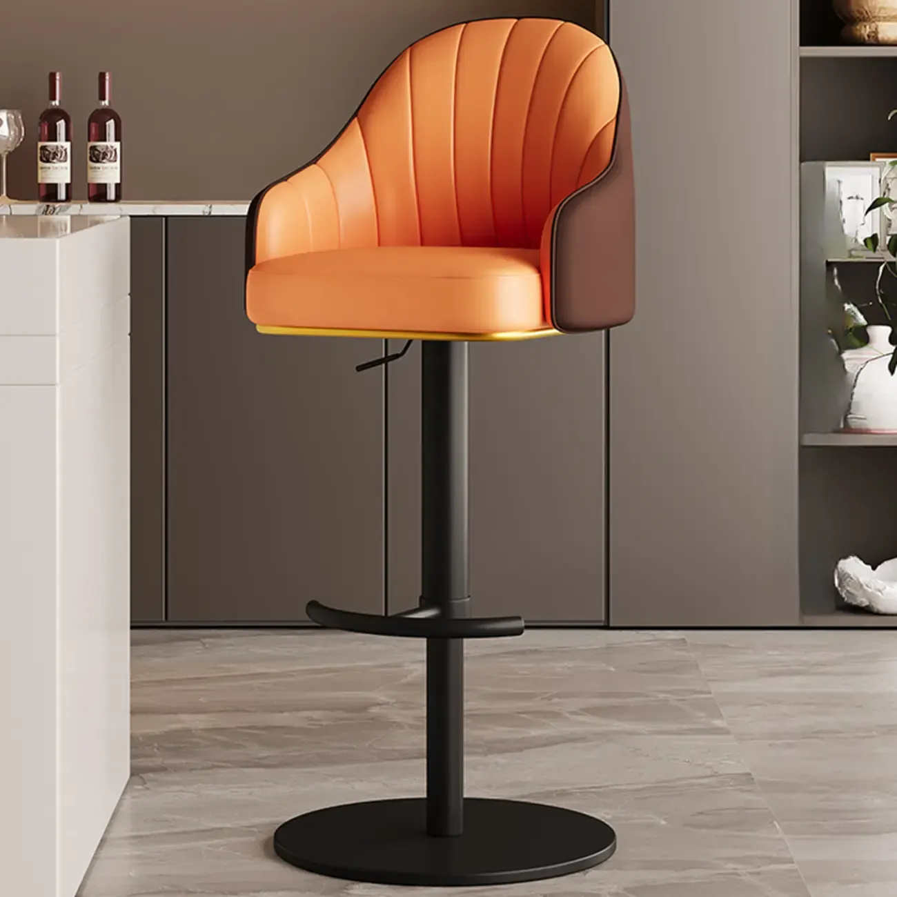 Low Back Adjustable Modern Leather Swivel Bar Stool