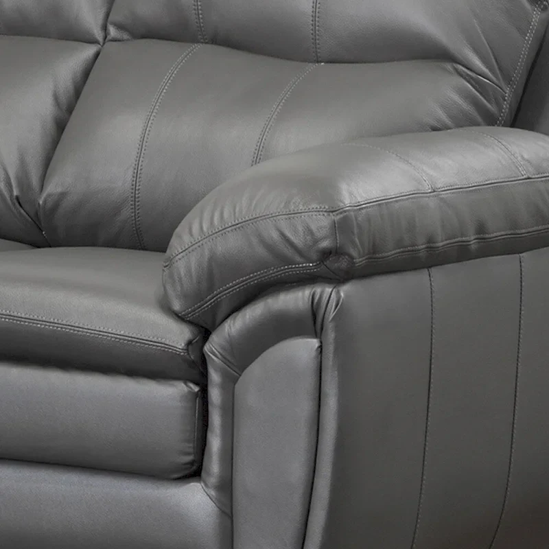 Marcus Premium Grey Top Grain Leather Sofa, Loveseat and Chair