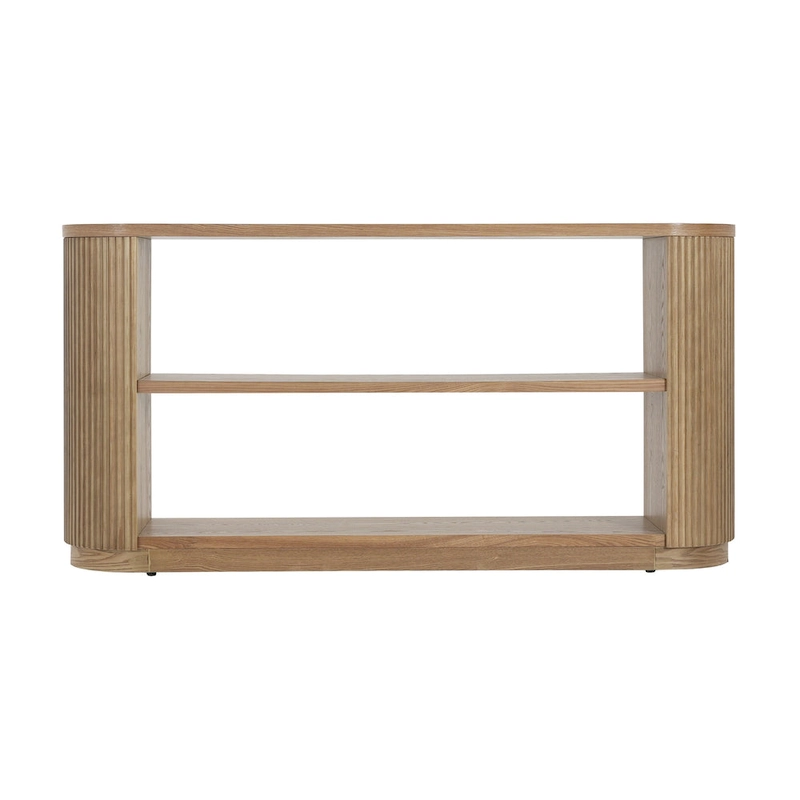 Modern Entryway Console Table - Slim Sofa Table with Open Shelf & Elegant Wood Grain, Multi-Functional Hallway Table