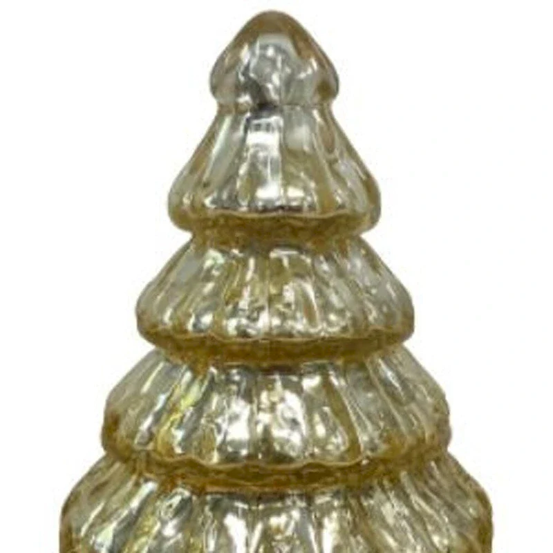 HomeRoots 7  Embossed Gold Glass Christmas Tree Sculpture - 4' X '7' X '4
